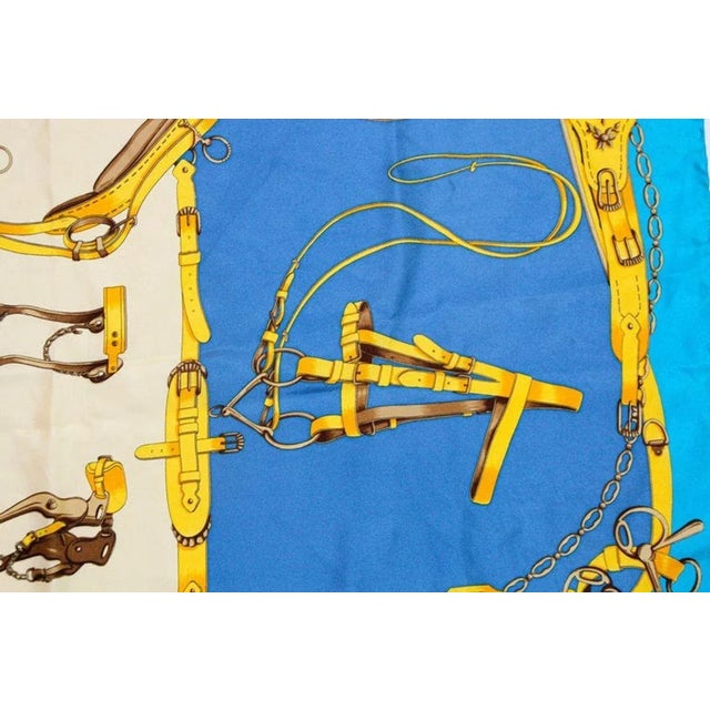 Gorgeous Blue Sellier Silk Scarf by Erre France For Sale - Image 4 of 12