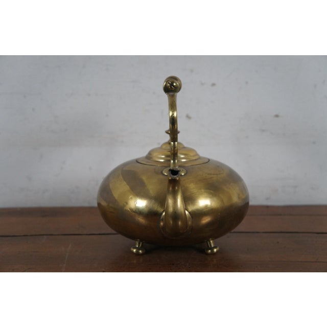 Metal Antique Victorian Brass Hot Toddy Footed Goose Neck Tea Coffee Pot Kettle For Sale - Image 7 of 12
