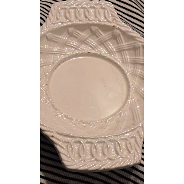 Ceramic Midcentury White Italian Ceramic Weaved Ornate Dish For Sale - Image 7 of 9