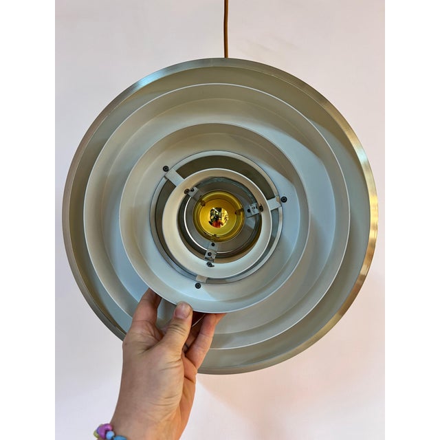 Metal Danish Gold Slatted Lamp For Sale - Image 7 of 11