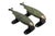 A pair of green colored brass fish door handles or cabinet pulls. Cast with intricate details throughout. Dimensions per...