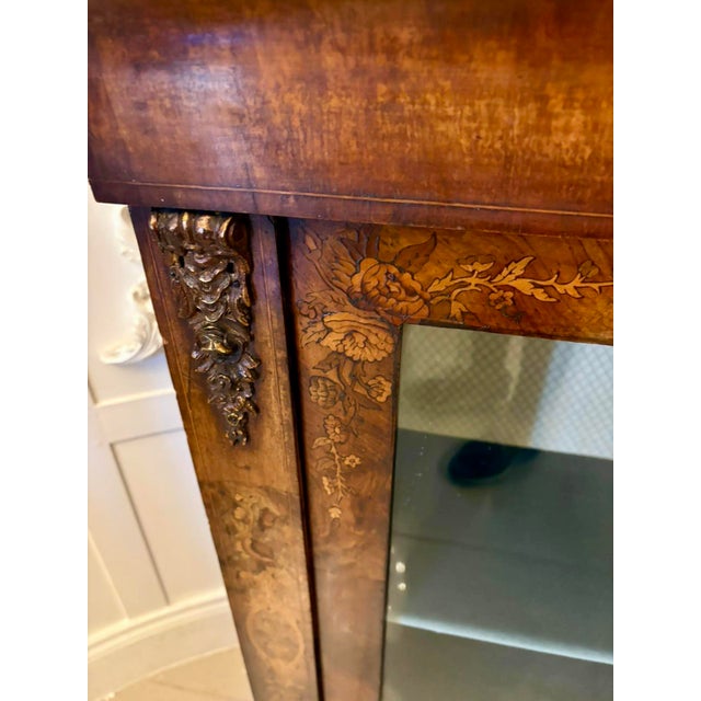 Antique Victorian Figured Burr Walnut & Marquetry Inlaid Display Cabinet, 1860s For Sale - Image 11 of 17