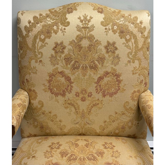 Brown Statesville Chair Company Carved Georgian Upholstered Chair For Sale - Image 8 of 12