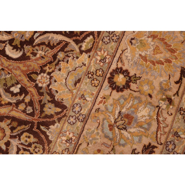 1990s Floral 1990's Pak-Persian Brown/Taupe Wool Rug - 5'11'' X 9'0'' For Sale - Image 5 of 9