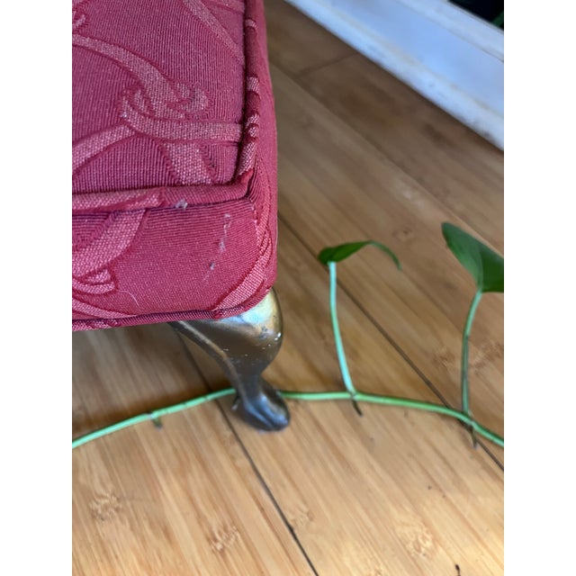 1970s Brass Footed Petite Rectangular Foot Stool For Sale - Image 4 of 6