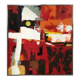 1970s Large Abstract Oil on Canvas by Lee Reynolds Burr for Vanguard Studios For Sale