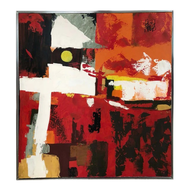 1970s Large Abstract Oil on Canvas by Lee Reynolds Burr for Vanguard Studios For Sale