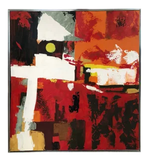 1970s Large Abstract Oil on Canvas by Lee Reynolds Burr for Vanguard Studios