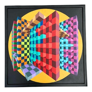 Vintage Postmodern Original Oil Painting on Canvas For Sale