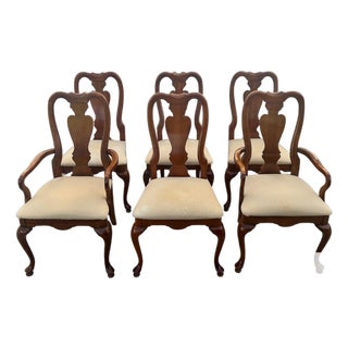 Vtg. American Drew Set of Six Queen Anne Style Dining Chairs For Sale