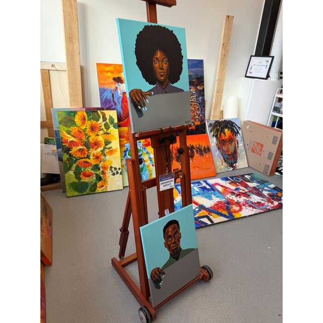 Sky Blue The Silent Guarde, 2, Acrylic Painting by Emmanuel Akolo. (2026) For Sale - Image 8 of 12