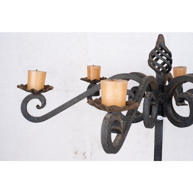 Late 20th Century Late 20th Century Pair of Wrought Iron Candelabra For Sale - Image 5 of 8