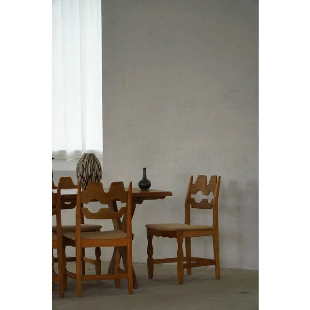 Mid-Century Modern Chairs in Oak & Hessian attributed to Henning Kjærnulf, 1950s, Set of 6 For Sale - Image 14 of 18