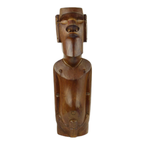 Mid 20th Century Moai Rapa Nui Easter Island Hand Carved Wooden Sculpture