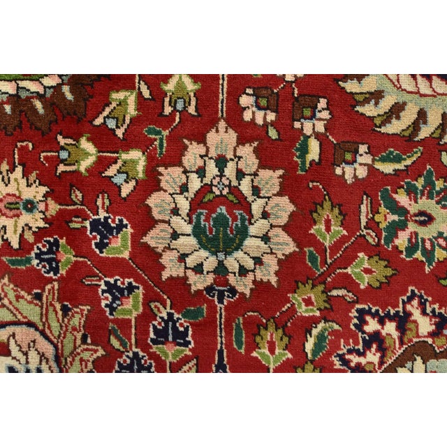 Tabriz Rug 10'2'' X 12'8'' Red Wool Vintage Traditional Hand-Knotted Carpet For Sale - Image 11 of 15
