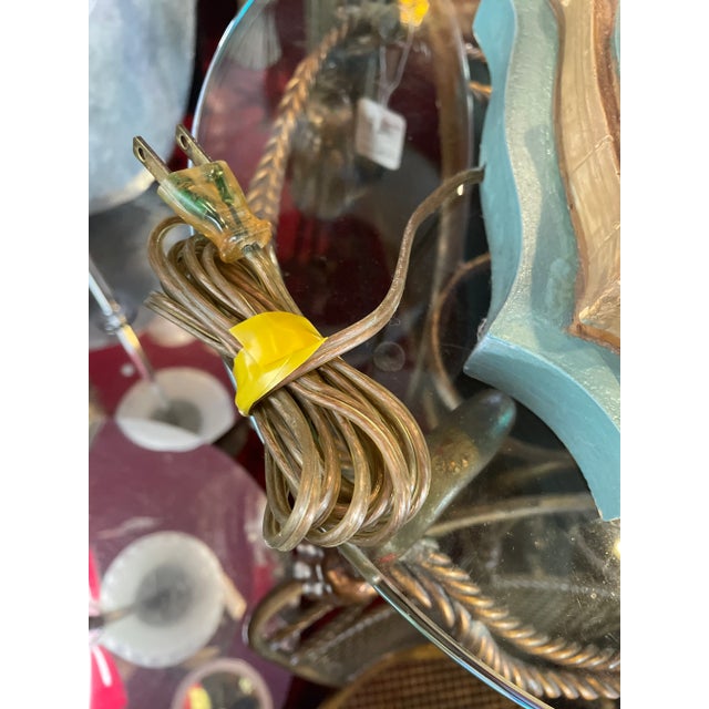 White Pair of 1950s Hollywood Regency Table Lamps Carved Wood With Shades For Sale - Image 8 of 12