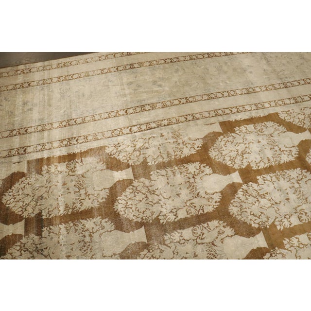 Brown Plant Vase Antique Indian Larestan Rug - 10' x 15'7" For Sale - Image 8 of 9