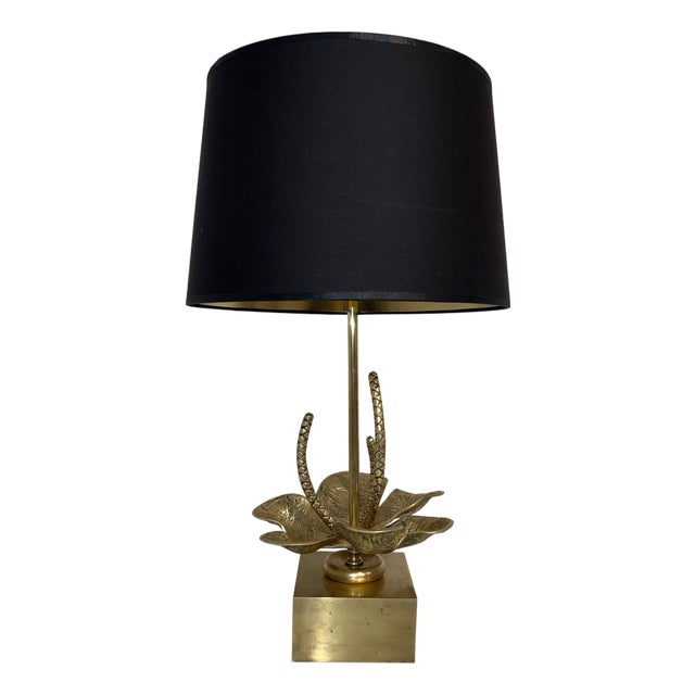 Bronze and brass Nenuphar table lamp Attributed to Maison Charles. Circa 1970 For Sale