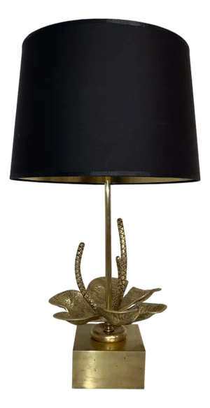 Bronze and brass Nenuphar table lamp Attributed to Maison Charles. Circa 1970
