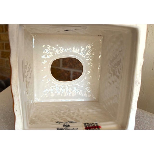 Ceramic Rattan Look Tissue Box Cover For Sale - Image 9 of 10