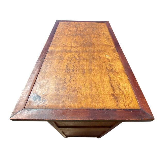 Brown Antique Federal Style Bird's Eye Maple & Oak Five Drawer Gentleman's Tall Chest For Sale - Image 8 of 12