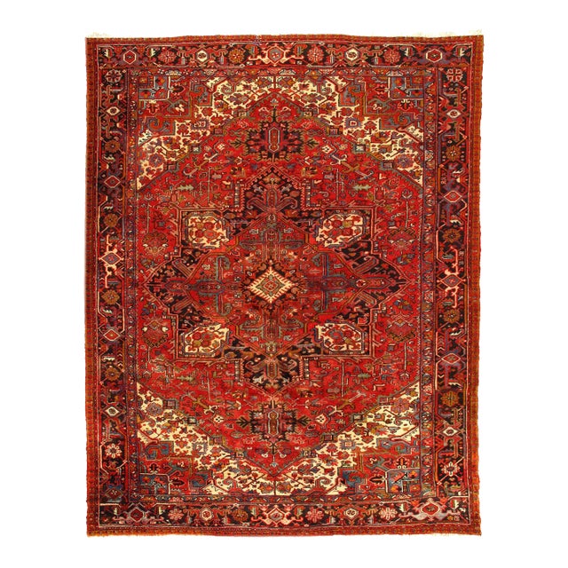 Antique Persian Heriz Rug 9'7'' X 12'7'' For Sale