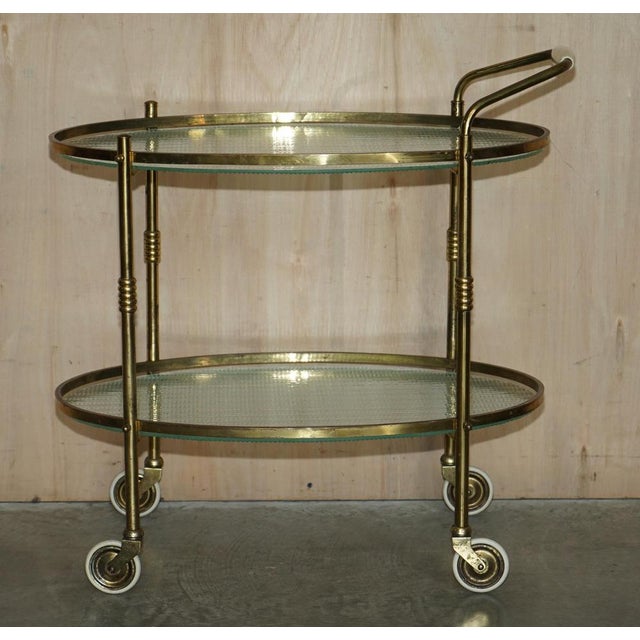 Art Deco Frosted Glass & Polished Brass Drinks Trolley, 1920s For Sale - Image 13 of 15
