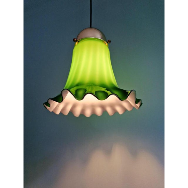 Pendant Light in Scalloped Green Opaline Glass from Peill & Putzler, 1970s For Sale - Image 13 of 17
