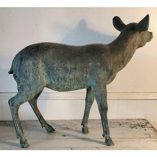1940s 20th Century Bronze Deer Statue W/ Amazing Patina For Sale - Image 5 of 8