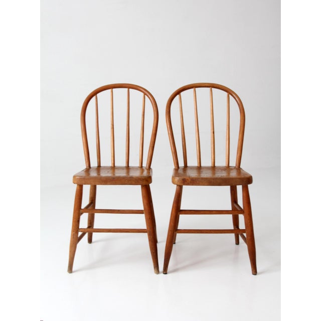 Vintage Windsor Bow Back Chairs Pair For Sale - Image 4 of 11
