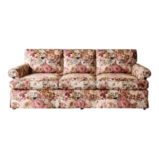 Vintage English Country Style Botanical Chintz Sofa For Sale