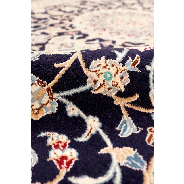 Traditional Pasargad Home Nain Navy Silk & Wool Area Rug, 3' 0'' X 4'11'' For Sale - Image 3 of 5