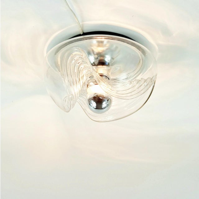 1970s Mid-Century Space Age Glass Wave Flush Mount by Koch & Lowy for Peill & Putzler, Germany, 1970s For Sale - Image 5 of 10