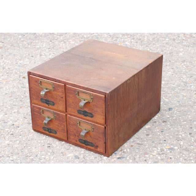 Antique French Oak Card Catalogue Cabinet, Paris, Early 20th Century For Sale - Image 10 of 10