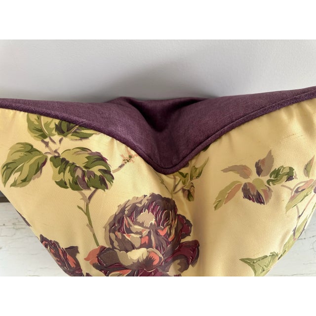 Shabby Chic Silk Floral Pillow in Bernard Thorp Fabric For Sale - Image 3 of 4