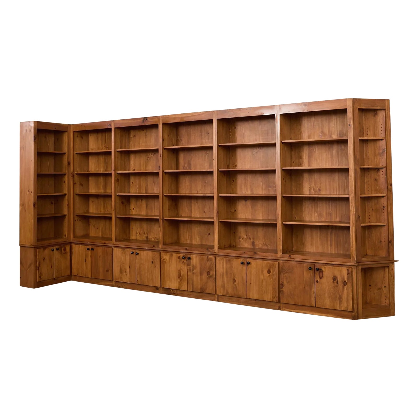 Monumental Pine Bookcase Sectional Wall Library 15 Ft. | Chairish
