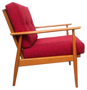 Red Cushioned Armchair, 1950s