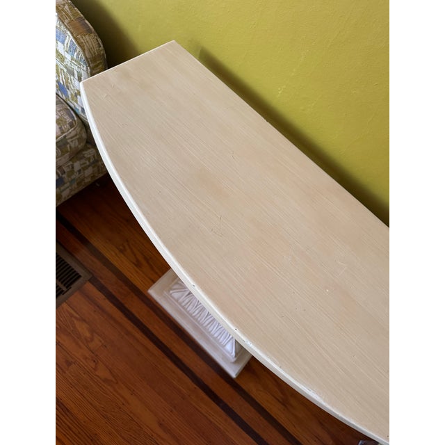Hollywood Regency Attributed Grosfeld House 1940’s Hollywood Regency Shell Demi Lune Console Table For Sale - Image 3 of 9