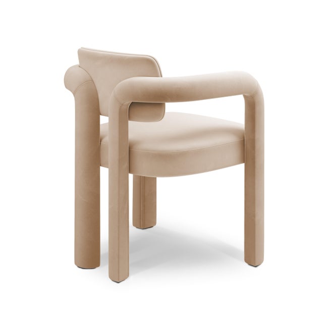 Double Arch Dining Chair in Beige Cotton Velvet from Insidherland For Sale - Image 4 of 12