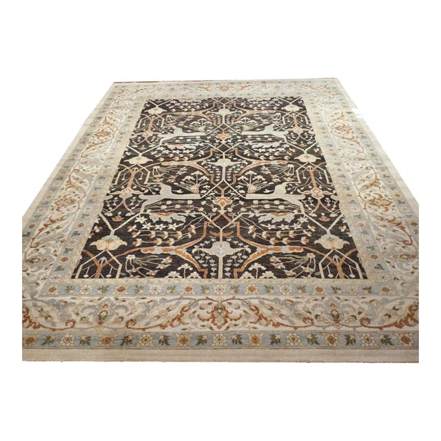 Afghan Sultanabad Masters Wool 10 x 14 Black, Ivory, Rust & Light Blue Handmade Area Rug #1143120 For Sale