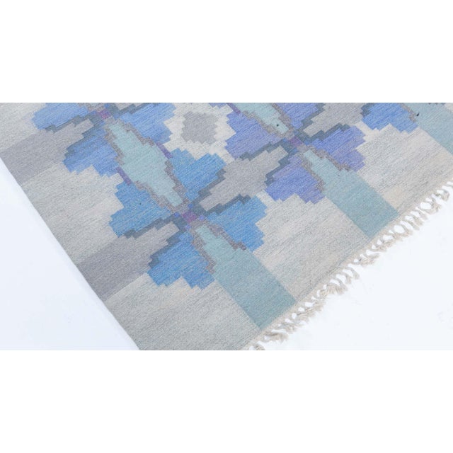 Doris Leslie Blau Vintage Swedish Flat Woven Rug by Judith Johansson For Sale - Image 9 of 11