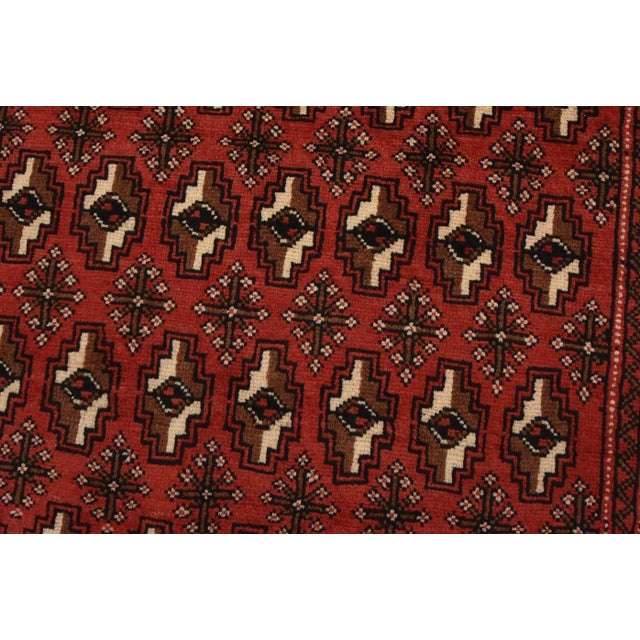 Baloch Rug 3’4” X 6’7” Red Wool Vintage Tribal Hand-Knotted Carpet For Sale - Image 4 of 12