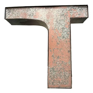 Large Zinc Letter T with Lighting from America For Sale