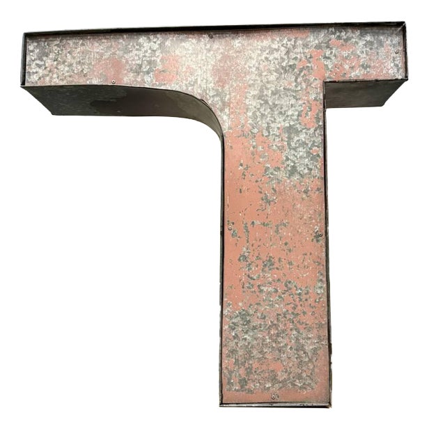 Large Zinc Letter T with Lighting from America For Sale