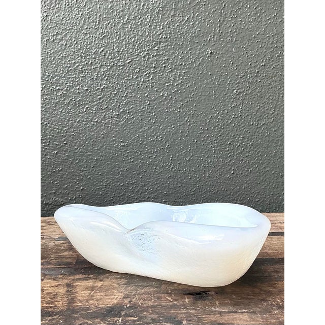 White Vintage Opalescent Glass Bowl For Sale - Image 8 of 12