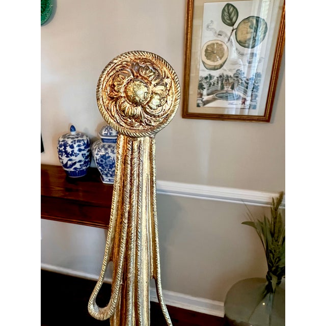 Vintage French Louis XVI Gilt Bronze Double-Arm Rope and Tassel Wall Sconces - a Pair For Sale - Image 4 of 13