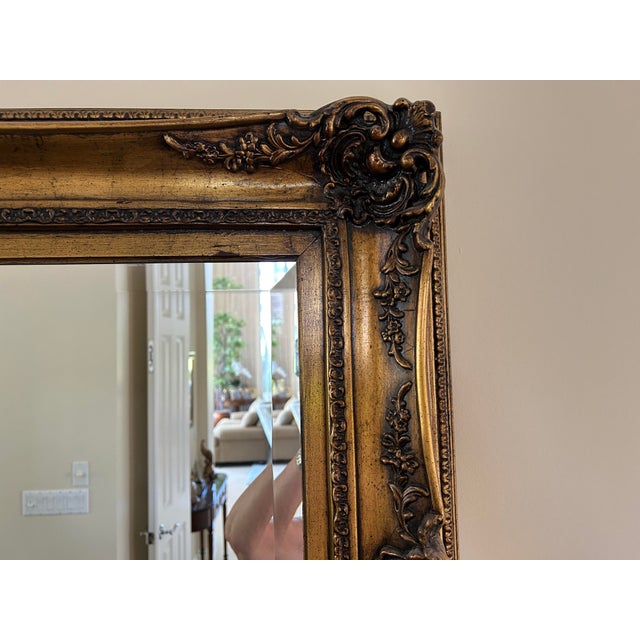 1970s Ornate Wood Gold Leaf Lacquered Mirror For Sale - Image 5 of 10