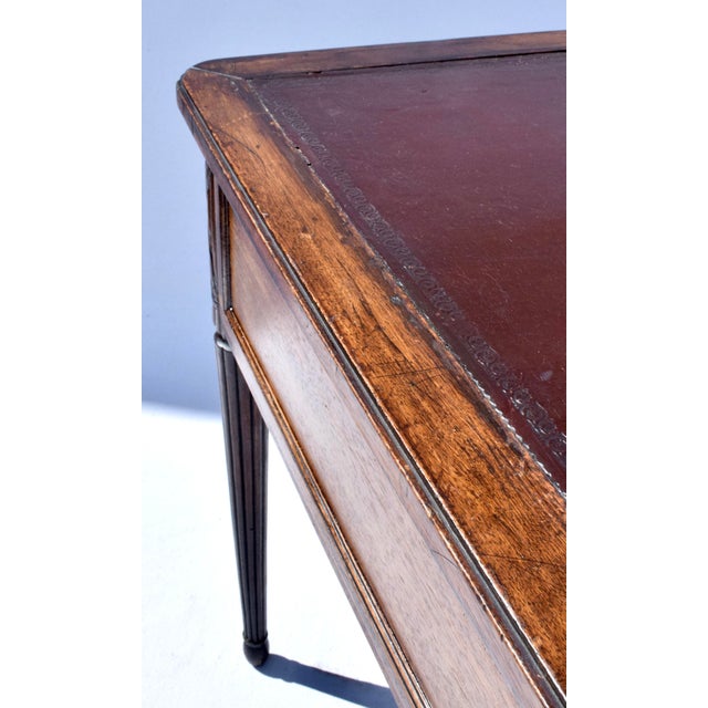Wood Louis XVI Style Leather Writing Desk by Cassard Et Cie, Paris, 1920s For Sale - Image 7 of 13