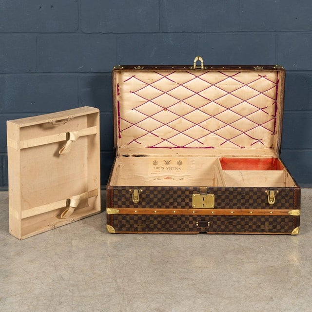 19th Century Antique Steamer Trunk in Damier Canvas from Louis Vuitton, France For Sale - Image 10 of 18