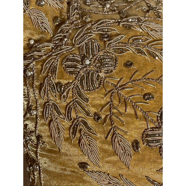 1960s Vintage Marakesh Gold Thread Embroidered Pillow For Sale - Image 5 of 6